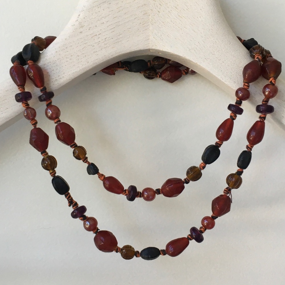 Vintage Long Glass Beaded Necklace